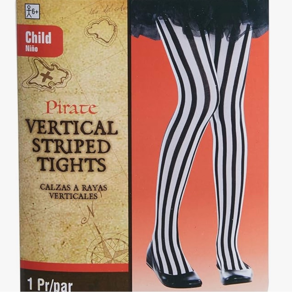 Black and White vertical Striped Tights NEW Child one size Halloween costume